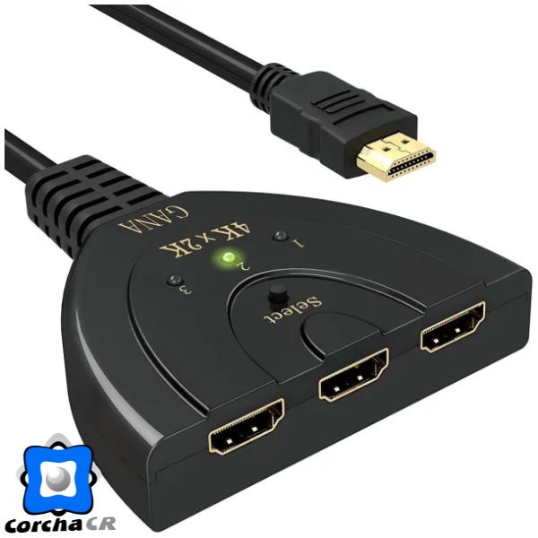 GANA INTERRUPTOR SELECTOR HDMI 3 PUERTOS - 4K, 3D FULL HD, 1080P