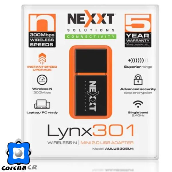 ﻿NEXXT ADAPTADOR USB 2.0 WIRELESS - LYNX301 - 2.4GHZ – AULUB305U4