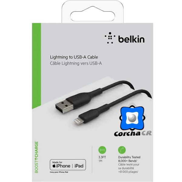 BELKIN CABLE BOOST CHARGE - CABLE LIGHTNING (M) A USB (M) - CAA001BT1MBK