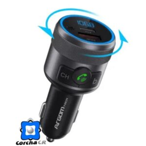 ARGOM TRANSMISOR BLUETOOTH FM P/CARRO CARGA RÁPIDA - ARG-AC-0343BK