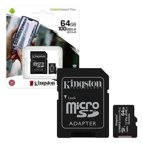 KINGSTON TARJETA MICRO SDHC 64GB C/ADAPTADOR CLASE 10 – SDCS2/64GB