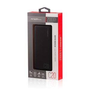 ARGOM POWER BANK 20000MAH NEGRO C20 - ARG-PB-1145BK