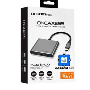 ARGOM ADAPTADOR MULTIPUERTO USB TIPO C 3 EN 1 ONE AXESS - ARG-UB-0181