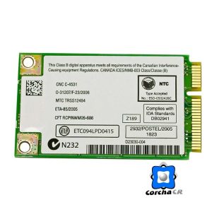 INTEL TARJETA MINI WIFI 54 MBPS DE 2,4 GHZ CNC C-4531 - WM3945ABG (USADO)
