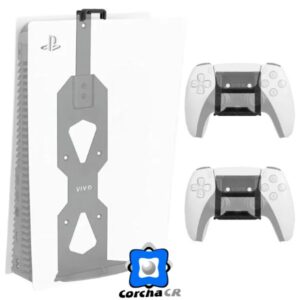 VIVO SOPORTE PARED VERTICAL PARA PLAYSTATION PS5 + SOPORTE PARA CONTROLES - NEGRO - MOUNT-PS5B
