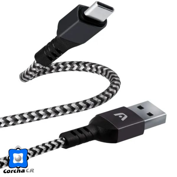 ARGOM CABLE TIPO C MACHO A USB 1.8MTS TRENZADO DURA FORM – ARG-CB-0025BK
