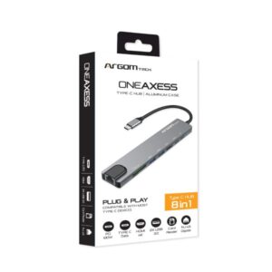ARGOM ADAPTADOR MULTIPUERTO USB TIPO C 8 EN 1 ONE AXESS - ARG-UB-0093