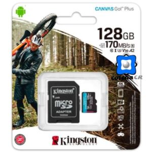 KINGSTON TARJETA MICRO SDHC 128GB C/ADAPTADOR CANVAS GO PLUS 170R  – SDCG3/128GB