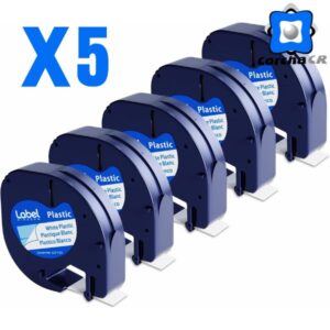 LABEL KINGDOM CINTA LETRA TAG BLANCA PLASTICA 1/2” X 13PIES 5 PACK - 91331