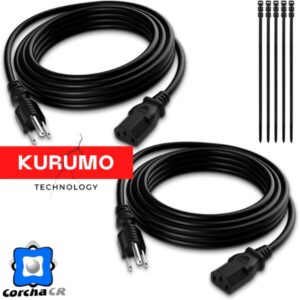 KURUMO CABLE ALIMENTACION 3MTS PAQUETE 2 UNIDADES 110/250V - 4589X2