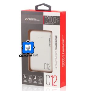 ARGOM POWER BANK 12000MAH BLANCA C12 - ARG-PB-1138WT