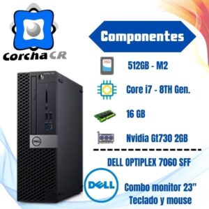 DELL PC OPTIPLEX 7060 - CORE I7 - FORMATO PEQUEÑO COMBO MONITOR 23" - USADO