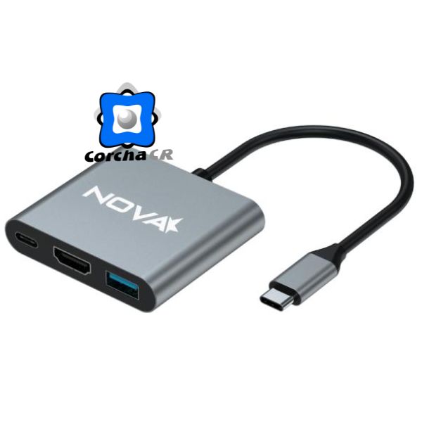 NOVA HUB MULTIMEDIA USB-C 3 EN 1 HDMI 4H - USB 3.0 - TIPO C - AHU2S340001C