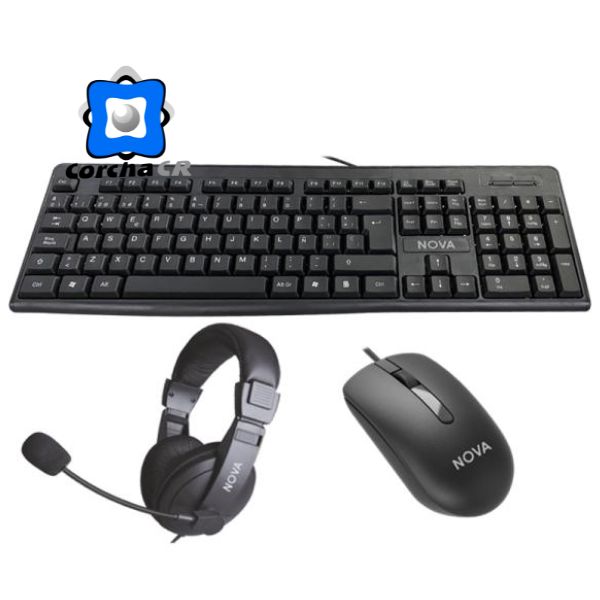 NOVA TECLADO, AURICULARES Y RATON USB ESPAÑOL NEGRO - KB5982U0001C